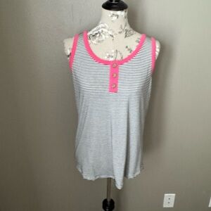 Striped Tank Top with Pink Accents